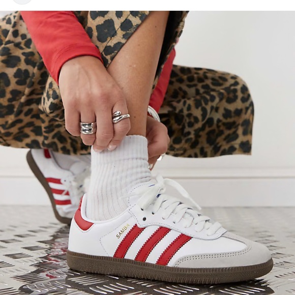 adidas Shoes - adidas Samba OG White with Bright Red Stripes